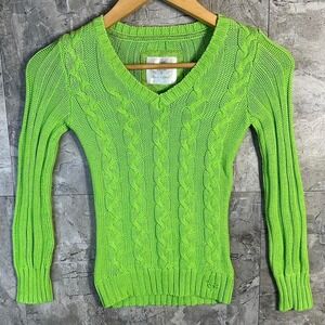 Green cable knit sweater‎ Kids Medium 7-8 #winterknits